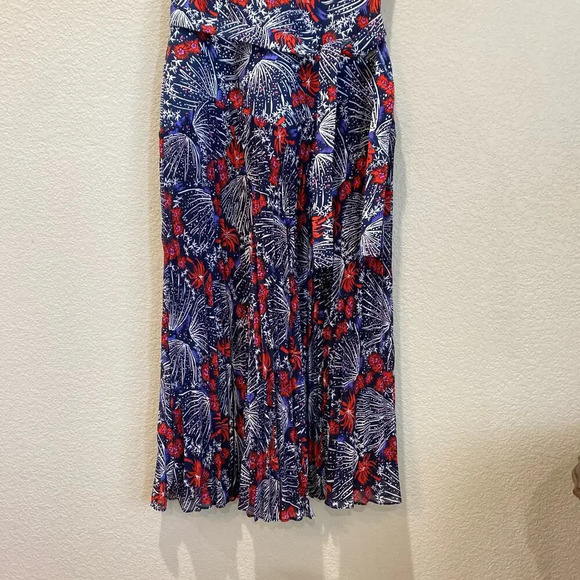 & Other Stories Navy and Scarlet Floral Midi Dress - Picture 8 of 8